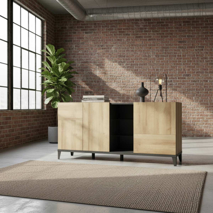 mobile-bloom-madia-3-ante-L180xP45xH84-cm-rovere-antracite-particolare