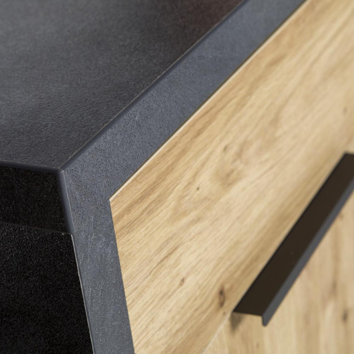 Mobile madia multiuso Podor 3 ante L124 x P35 x H97 cm Rovere Artisan - Antracite