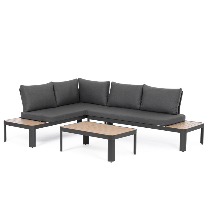 Salotto angolare/daybed giardino con cuscini e tavolino in alluminio NARELLE Antracite