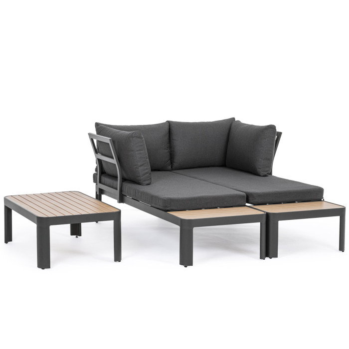 Salotto angolare/daybed giardino con cuscini e tavolino in alluminio NARELLE Antracite