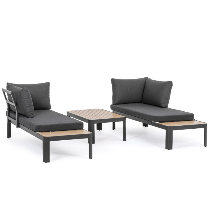 Salotto angolare/daybed giardino con cuscini e tavolino in alluminio NARELLE Antracite