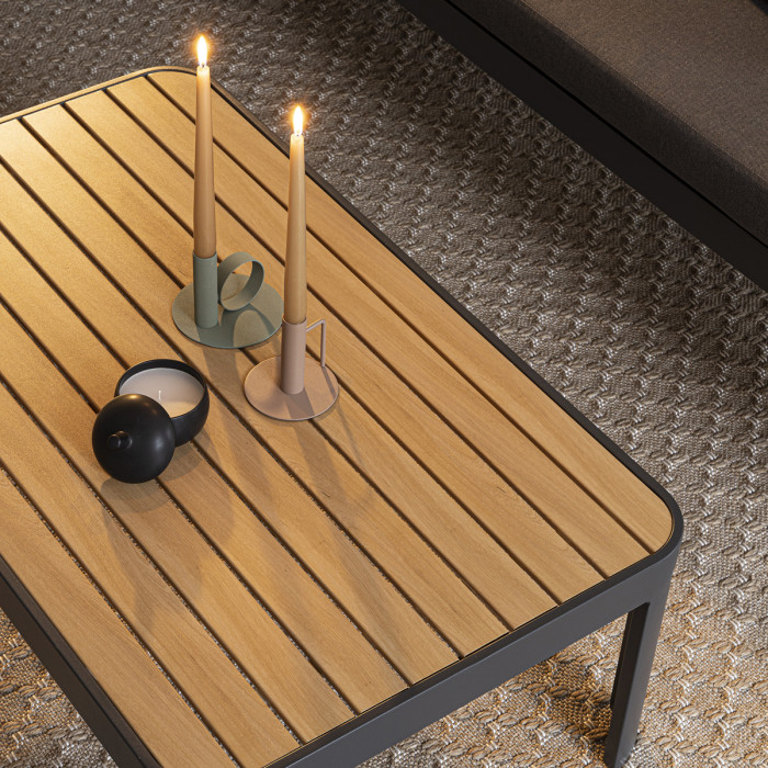 Salotto angolare/daybed giardino con cuscini e tavolino in alluminio NARELLE Antracite