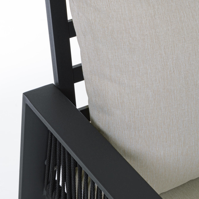 Set salotto giardino 4 posti con tavolino in alluminio Antracite e cuscini imbottiti