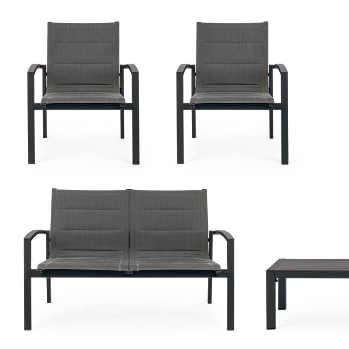 Set salotto giardino con tavolino in alluminio 4 posti LUKEN Antracite
