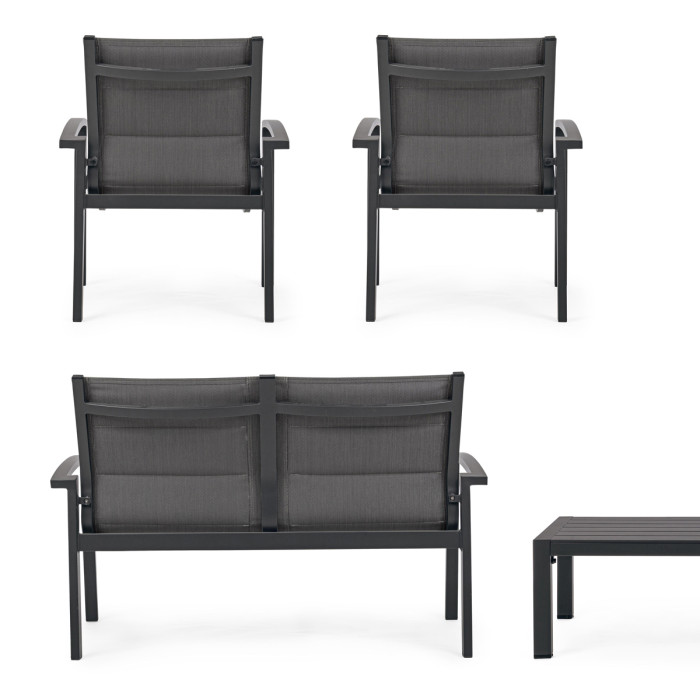 Set salotto giardino con tavolino in alluminio 4 posti LUKEN Antracite