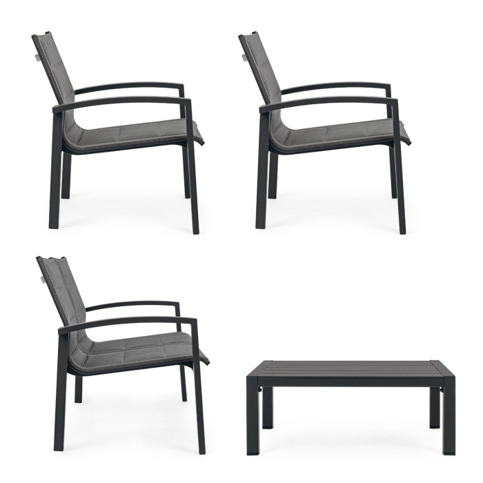 Set salotto giardino con tavolino in alluminio 4 posti LUKEN Antracite