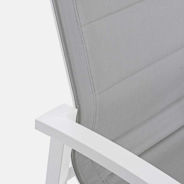 Set salotto giardino con tavolino in textilene imbottito e alluminio 4 posti Bianco