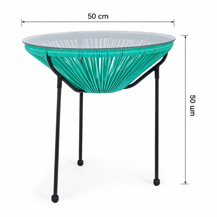 Set 2 Poltrone con tavolino da Giardino Design Vintage in Acciaio e Corda PE, Comfort Ergonomico, Turchese
