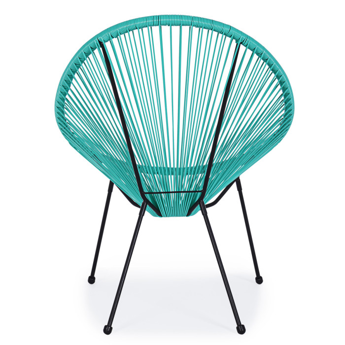 Set 2 Poltrone da Giardino Design Vintage in Acciaio e Corda PE, Comfort Turchese