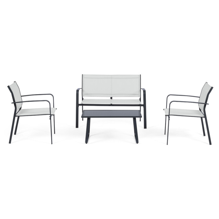 Set salotto giardino con tavolino in acciaio 4 posti ARENT Antracite