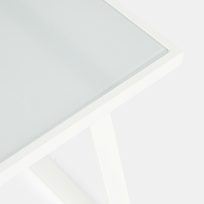 Set salotto giardino con tavolino in acciaio 4 posti ARENT bianco