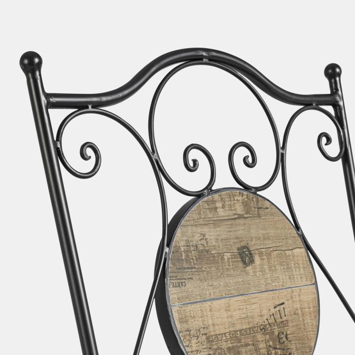 Set bistrot kansas tavolo con 2 sedie pieghevoli in acciaio verniciato e decoro ceramica stile industrial