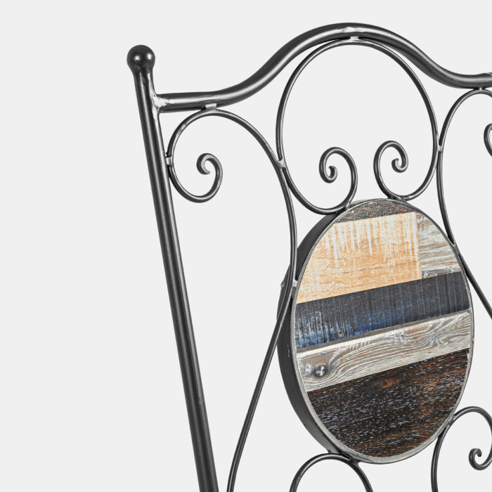 Set bistrot houston tavolo con 2 sedie pieghevoli in acciaio verniciato e decoro ceramica stile country