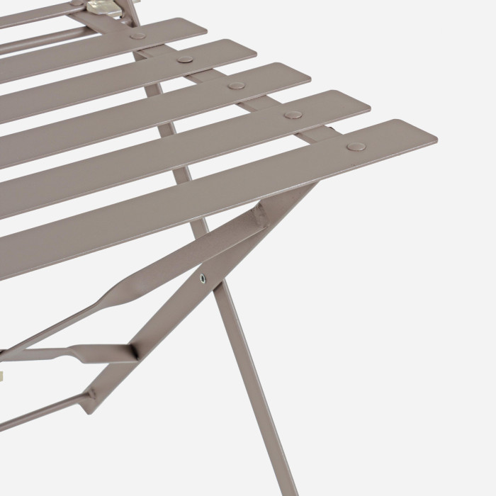 Set Bistrot Pieghevole in Acciaio Verniciato, Tavolino e 2 Sedie, Arredo Giardino e Balcone, Salvaspazio, Tortora Atmo