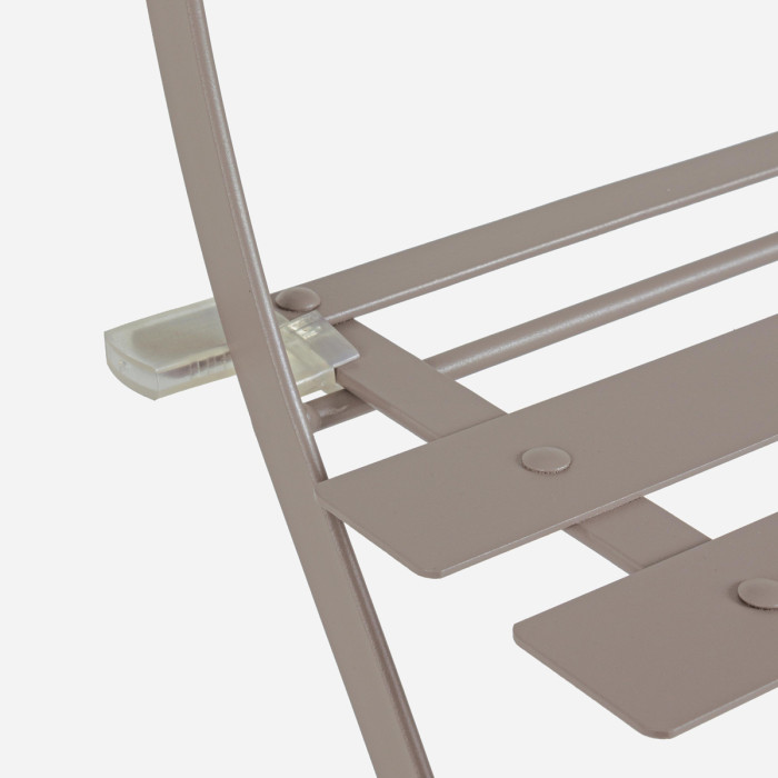 Set Bistrot Pieghevole in Acciaio Verniciato, Tavolino e 2 Sedie, Arredo Giardino e Balcone, Salvaspazio, Tortora Atmo