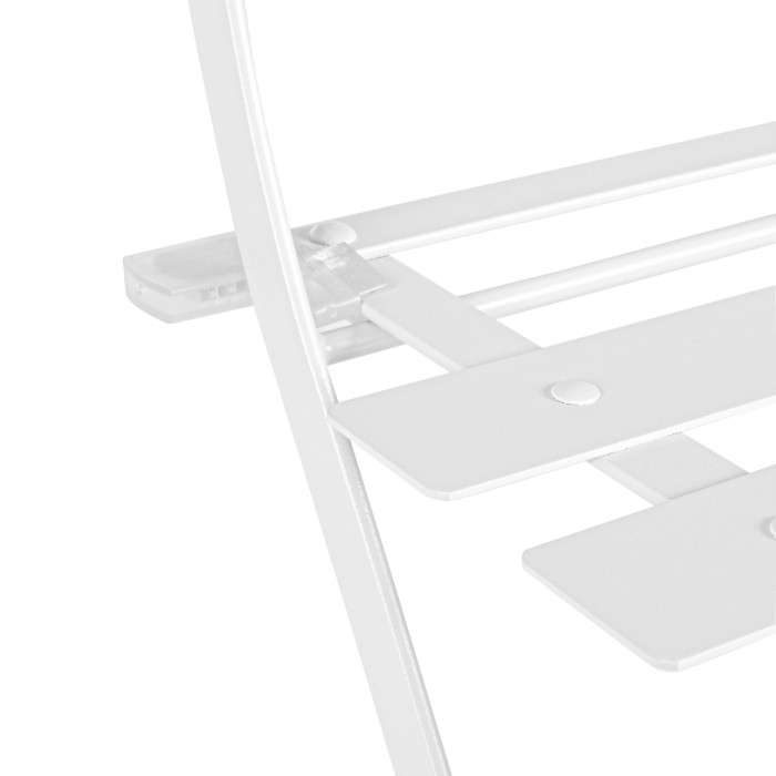 Set Bistrot Pieghevole in Acciaio Verniciato, Tavolino e 2 Sedie, Arredo Giardino e Balcone, Salvaspazio, Bianco