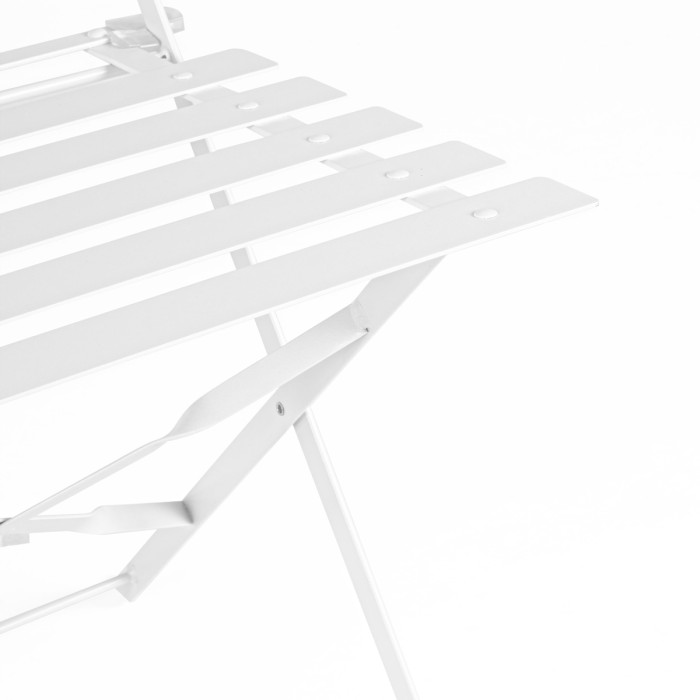 Set Bistrot Pieghevole in Acciaio Verniciato, Tavolino e 2 Sedie, Arredo Giardino e Balcone, Salvaspazio, Bianco