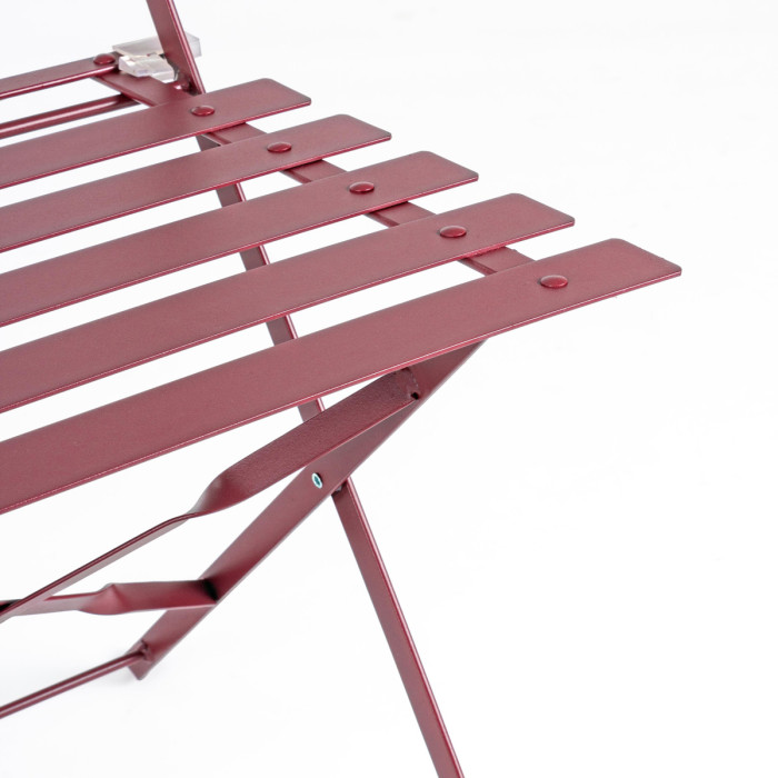 Set Bistrot Pieghevole in Acciaio Verniciato, Tavolino e 2 Sedie, Arredo Giardino e Balcone, Salvaspazio, Rosso Scarlet