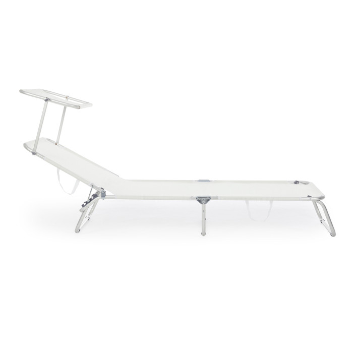 Lettino relax  sdraio per giardino mare esterni pieghevole con tettuccio CROSS Bianco