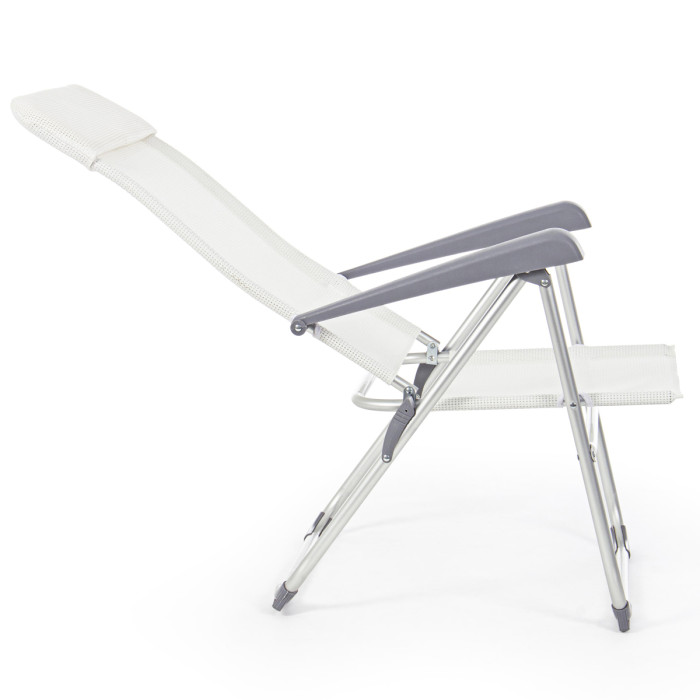 Sedia a sdraio in alluminio e textilene pieghevole reclinabile schienale alto CROSS Bianco