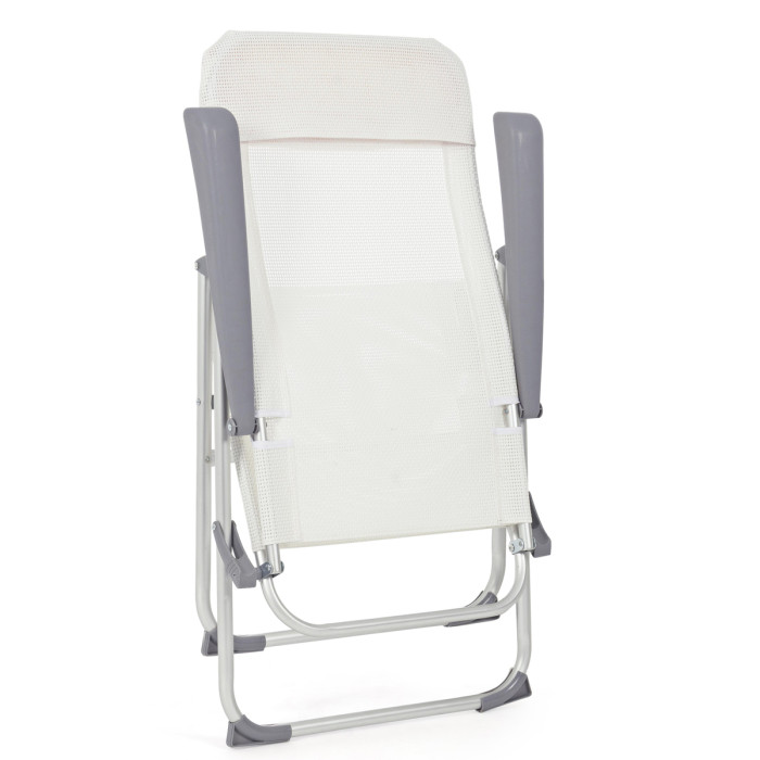 Sedia a sdraio in alluminio e textilene pieghevole reclinabile schienale alto CROSS Bianco