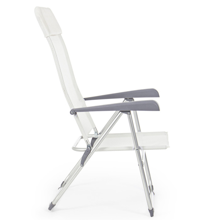 Sedia a sdraio in alluminio e textilene pieghevole reclinabile schienale alto CROSS Bianco