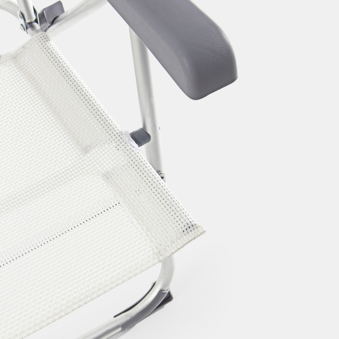 Sedia a sdraio in alluminio e textilene pieghevole reclinabile schienale alto CROSS Bianco