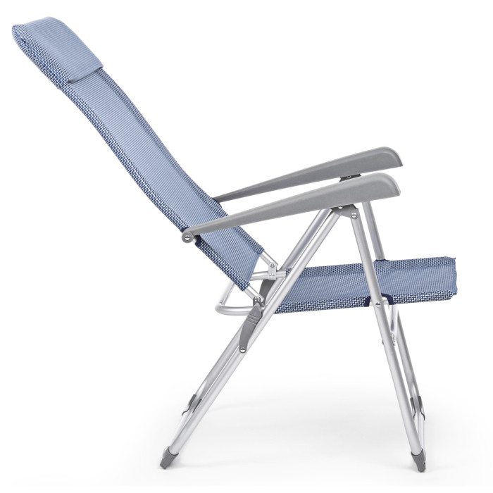 Sedia a sdraio in alluminio e textilene pieghevole reclinabile schienale alto CROSS blu mix