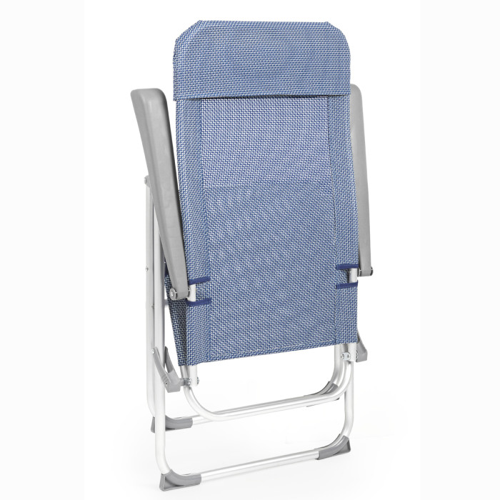 Sedia a sdraio in alluminio e textilene pieghevole reclinabile schienale alto CROSS blu mix