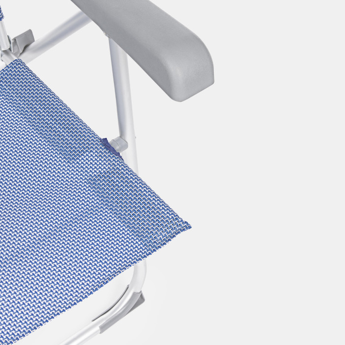 Sedia a sdraio in alluminio e textilene pieghevole reclinabile schienale alto CROSS blu mix
