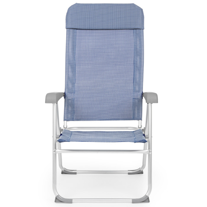 Sedia a sdraio in alluminio e textilene pieghevole reclinabile schienale alto CROSS blu mix