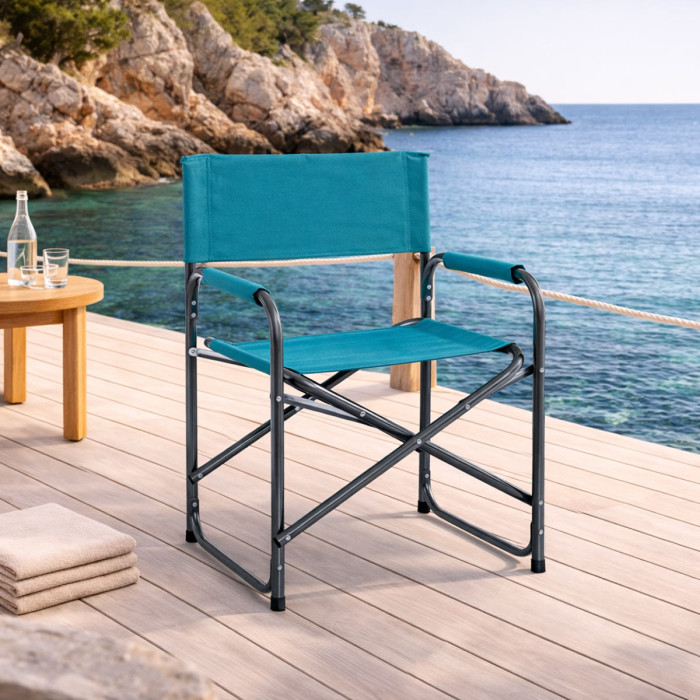 Sedia regista olbia pieghevole in acciaio per piscina e al mare Turchese