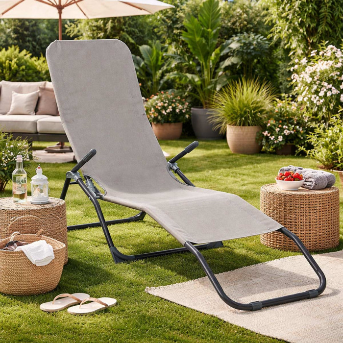Lettino brandina pieghevole reclinabile basculante Grigio Rock