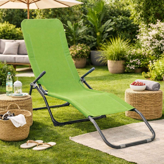 Lettino brandina pieghevole reclinabile basculante Verde Lime