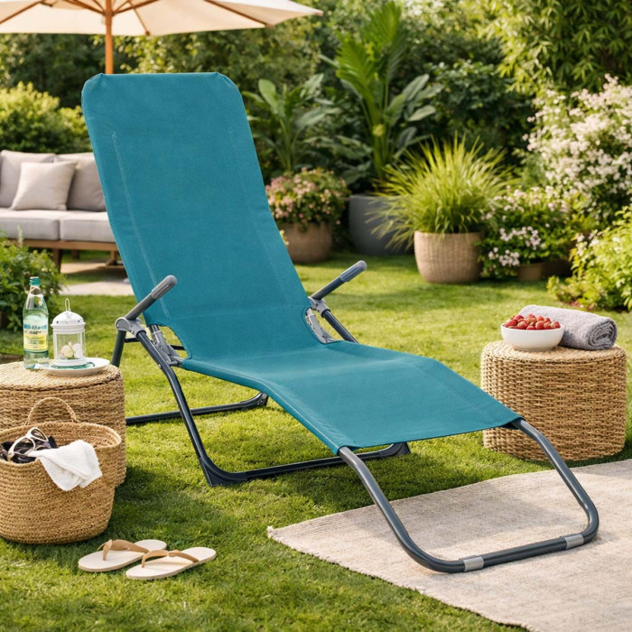 Lettino brandina pieghevole reclinabile basculante Turchese