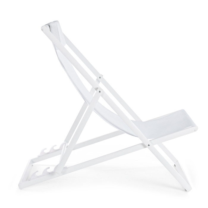Sdraio giardino pieghevole in alluminio verniciato e textilene con cuscino poggia testa Bianco