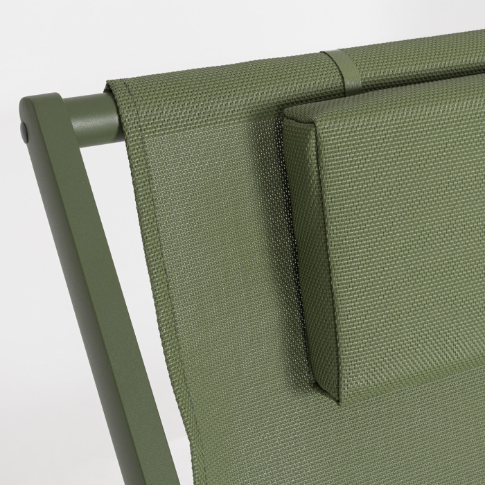 Sdraio prendisole taylor pieghevole in alluminio verniciato e textilene con cuscino verde herb