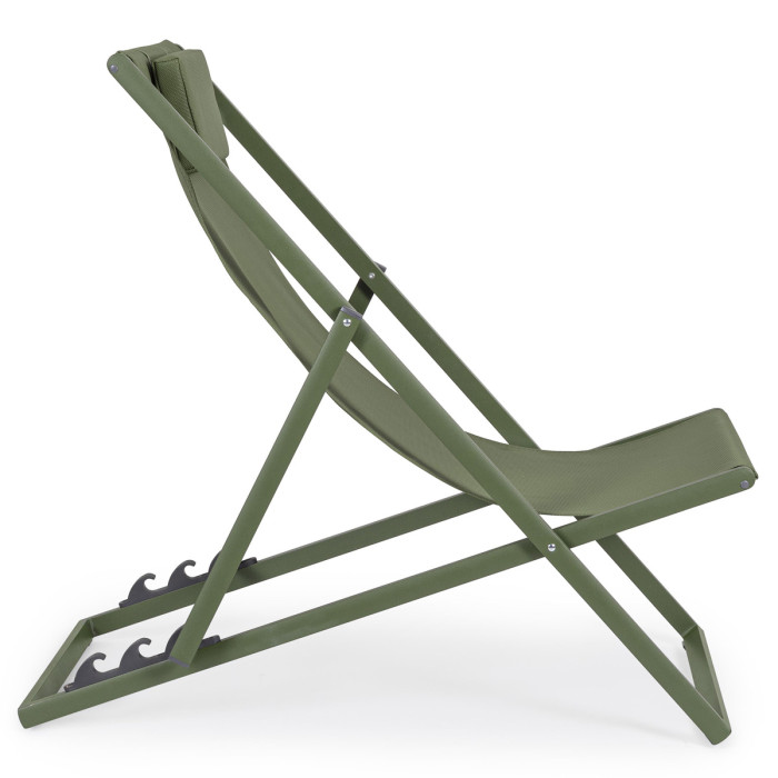 Sdraio prendisole taylor pieghevole in alluminio verniciato e textilene con cuscino verde herb