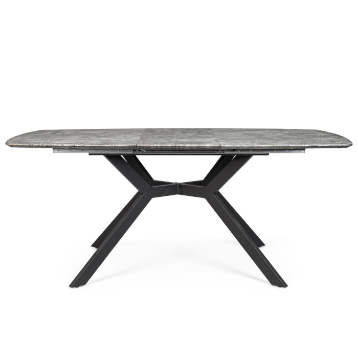 Tavolo pranzo Dominik allungabile top Mdf gambe in acciaio verniciato L140-180xP90 cm effetto cemento