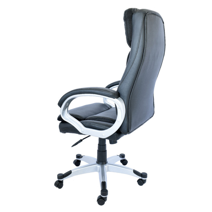 Poltrona ufficio direzionale in ecopelle studio ufficio regolabile in altezza colore Nero