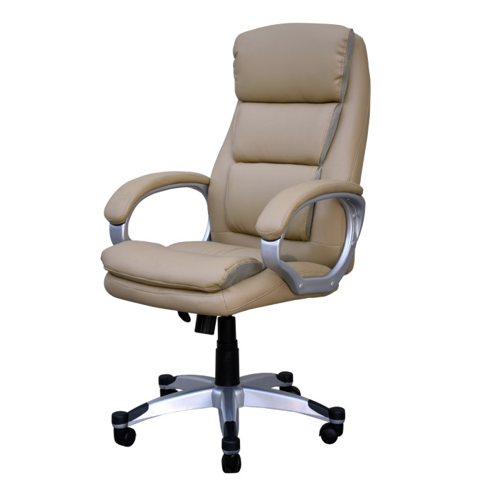 Poltrona ufficio direzionale in ecopelle studio ufficio regolabile in altezza colore beige