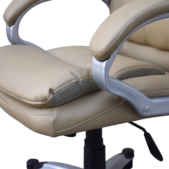 Poltrona ufficio direzionale in ecopelle studio ufficio regolabile in altezza colore beige