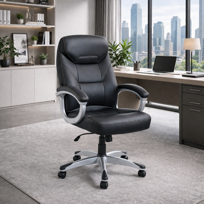 Poltrona ufficio lord direzionale in ecopelle studio ufficio con ruote colore nero