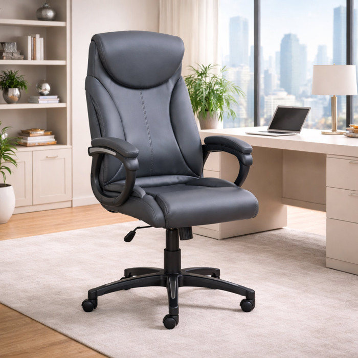 Poltrona Ufficio Mayor studio direzionale in ecopelle regolabile in altezza colore Grigio