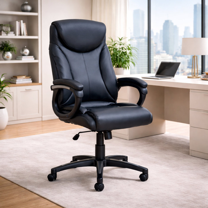 Poltrona Ufficio Mayor studio direzionale in ecopelle regolabile in altezza colore nero