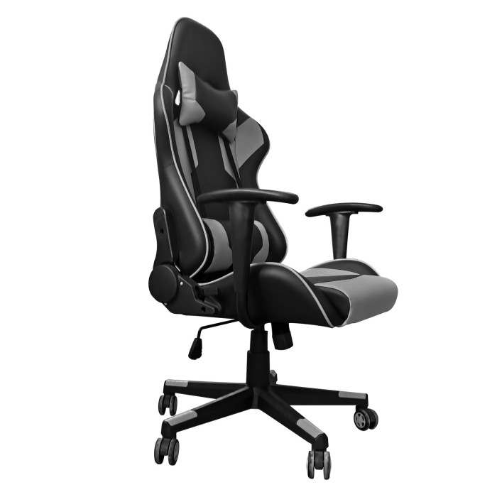 Poltrona da Gaming Lotus reclinabile sedia ufficio con ruote girevole Nero/Grigio
