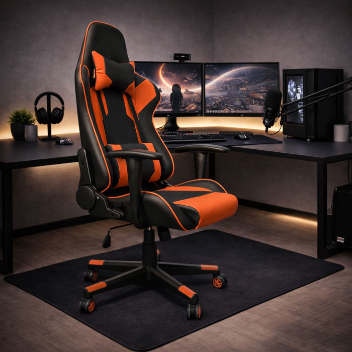 Poltrona da Gaming Lotus reclinabile sedia ufficio con ruote girevole Nero/Rosso