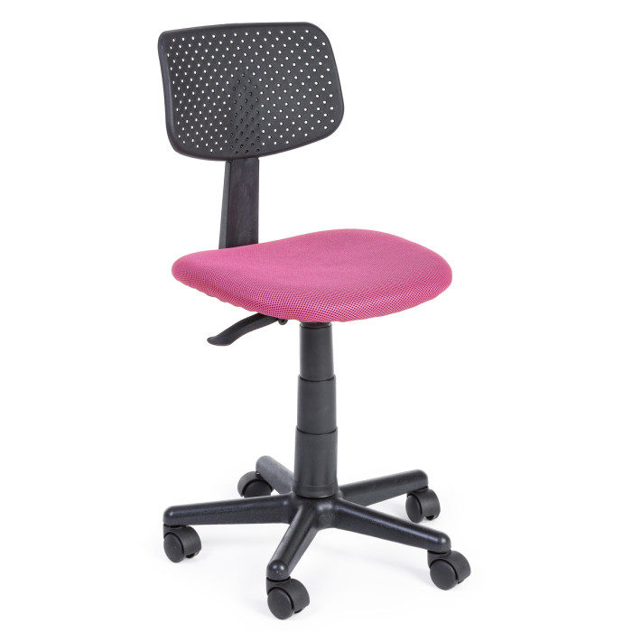 Poltrona girevole con ruote regolabile in altezza scrivania cameretta, ufficio, studio, Artemis Rosa