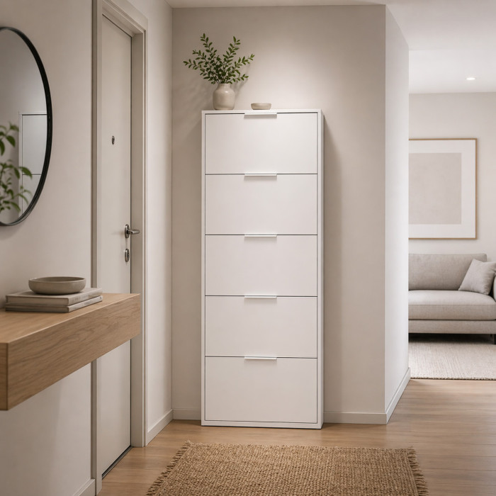 mobile-scarpiera-portascarpe-salvaspazio-5-ribalte-L65xP15xH174-bianco-opaco