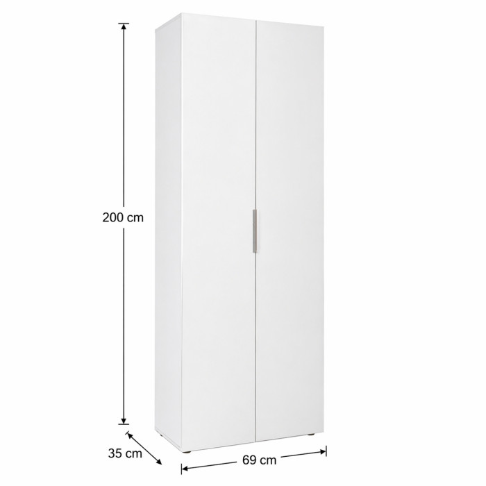 bambey-armadio-libreria-2-ante-5-ripiani-L69xP35xH200-cm-bianco-lucido